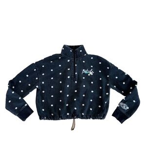 Petals Black Cropped Floral Daisy Sweatshirt Size Small